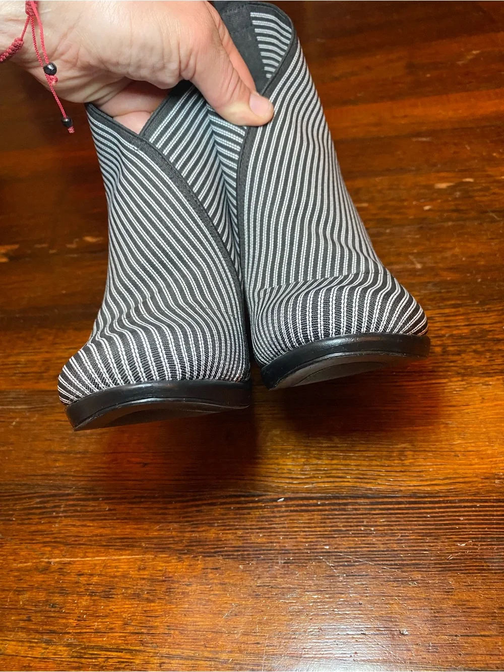Charleston Shoe Company Telfair Boot Pinstripe Stretch Fabric Ankle Bootie